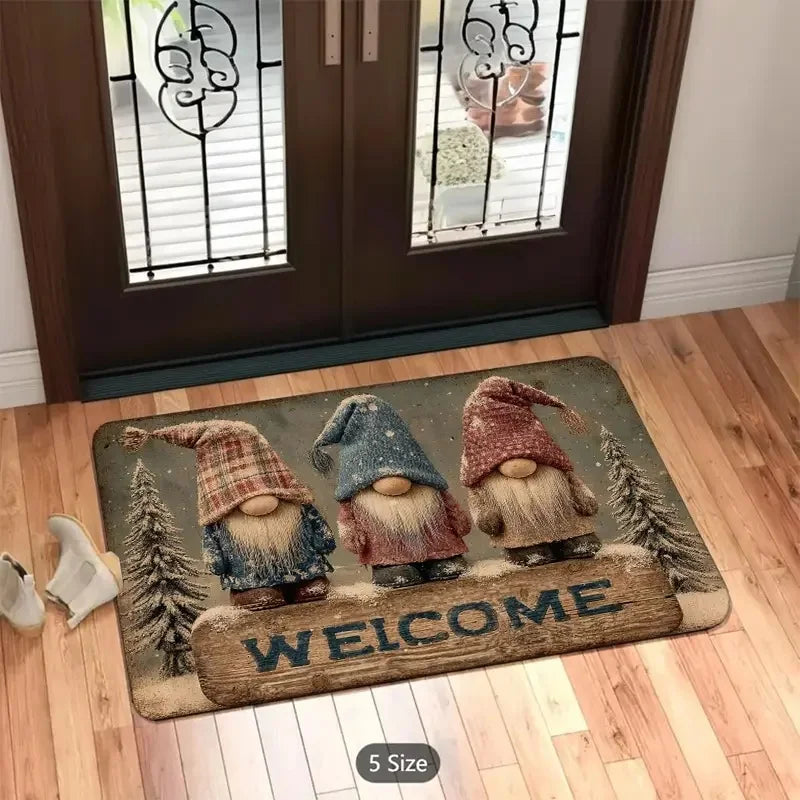 Christmas Tree Santa Claus Elk Christmas Entry Door Floor Mat Festive Decorations Carpet Bathroom Anti-slip Mat Entrance Doormat