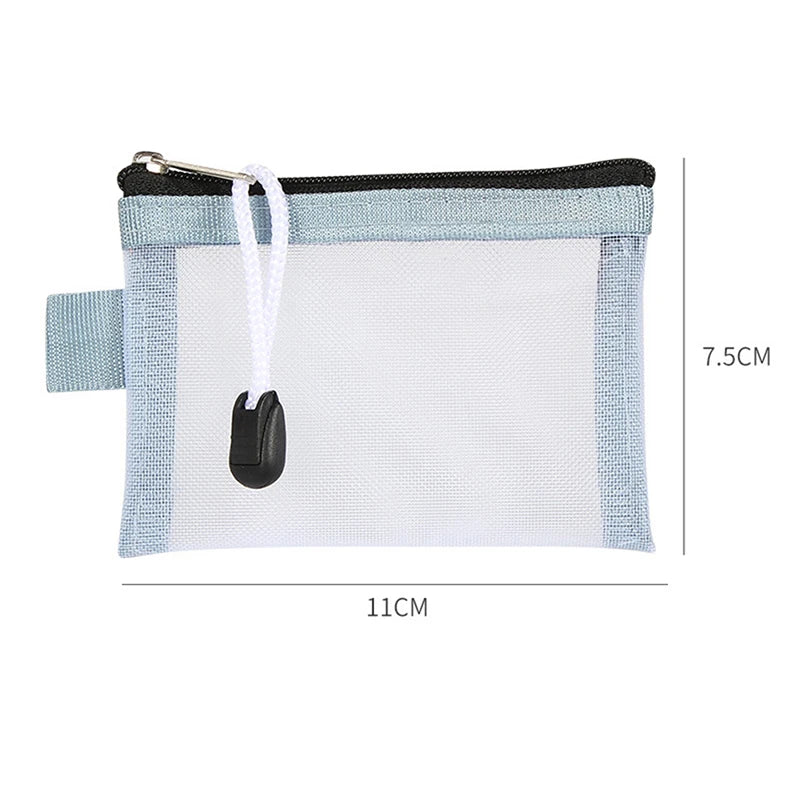 Mini Transparent Nylon Mesh Card Bag Credit ID Card Organizer Portable Coin Purse Lipstick Earphone Data Line Key Storage Bag