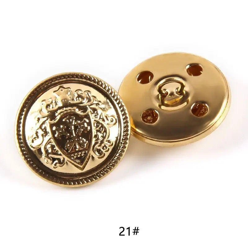 10pcs 15/20/25mm Metal Vintage Coat Suit Uniform Button Retro Copper Buttons Round Shank button DIY Sewing Ornaments