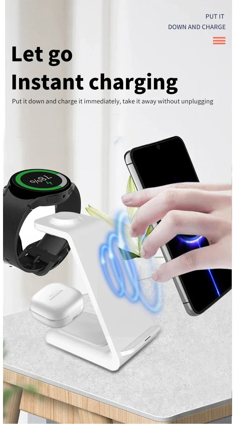 3 in 1 30W Travel Wireless Charger For Samsung Galaxy S23 S22 Watch 6 pro/5/4/3 Active 1 2 Buds Pro Plus Fast Charging Station