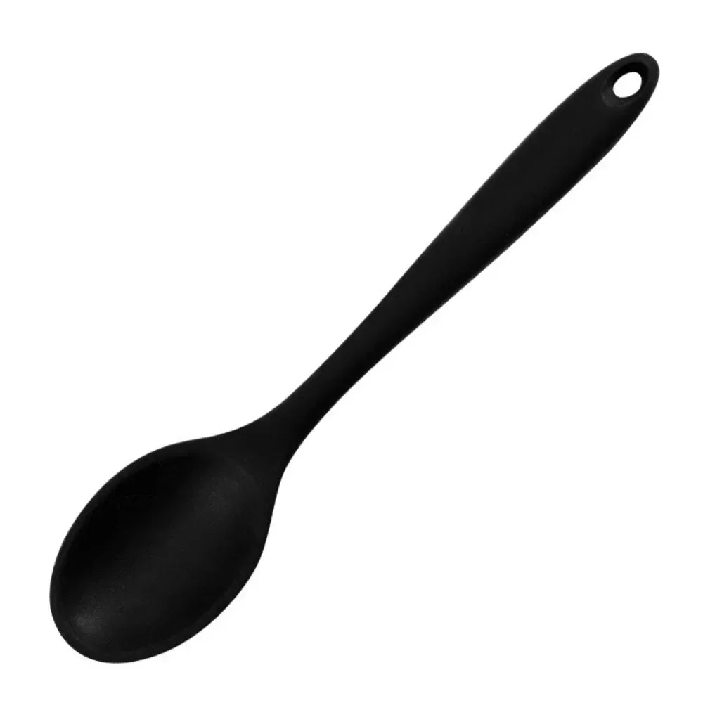 1pc Food Grade Silicone Spoon Long Handled Kitchen Soup Mixing