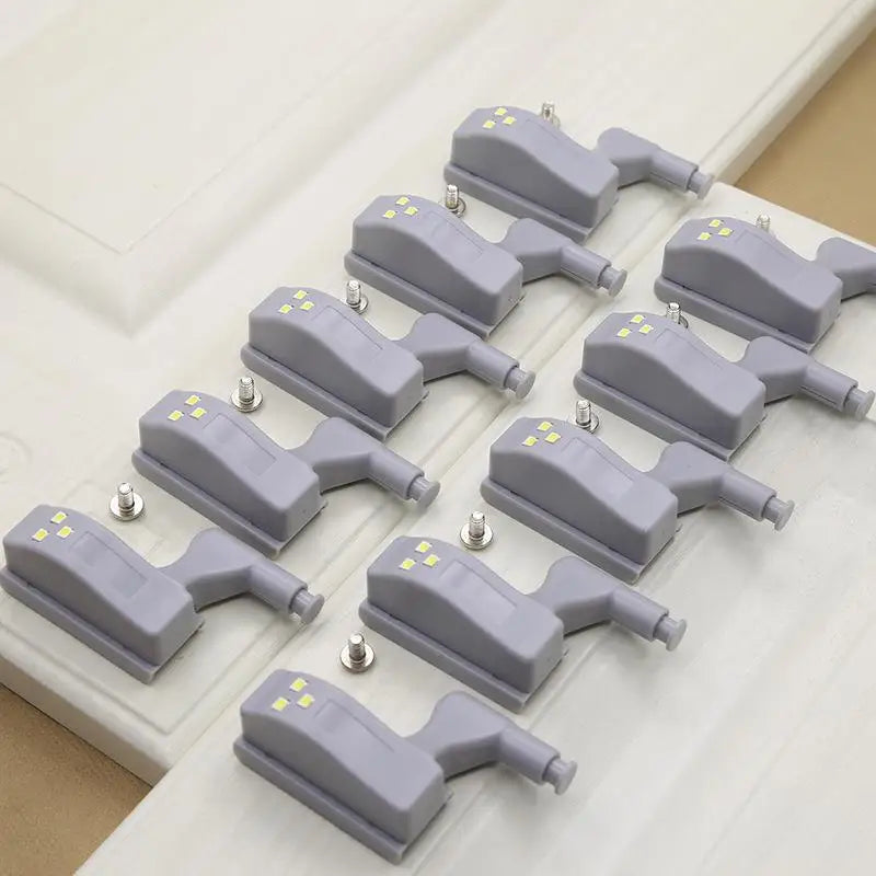 10-1PC LED Inner Hinge Lamp No Battery Under Cabinet Lights Wardrobe Cupboard Sensor Lights Bedroom Kitchen Closet Night Lamp