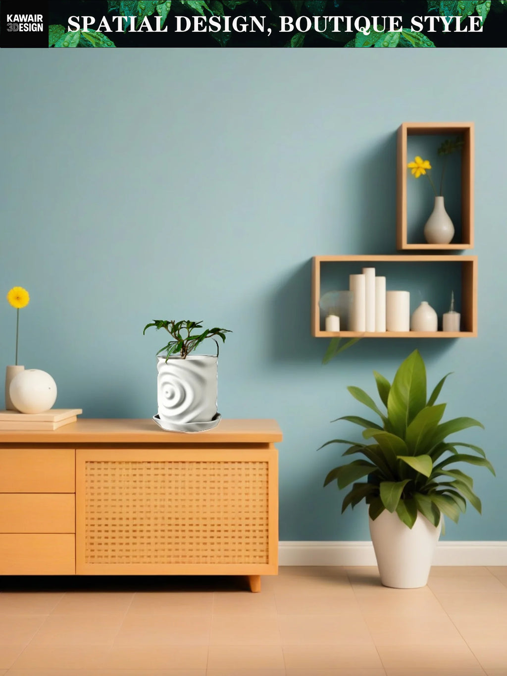 3D Printed Flower Pot Square Line Texture Rhombus Detail Modern Home Decor Biodegradable macetas