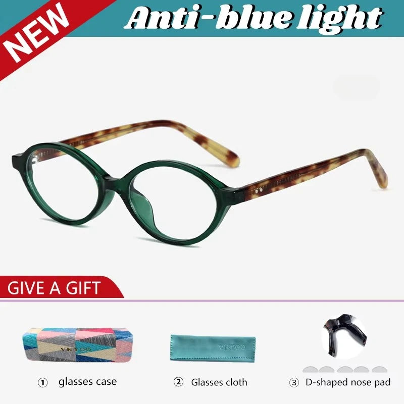 VICKY Fashion Delicate Oval Small Myopia Frames Women Reading Glasses Anti-Blue Light Customizable Prescription Glasses K9142