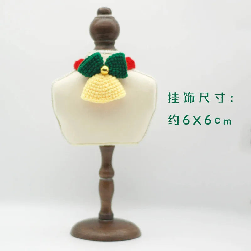 Christmas Knitted Pet Collar Adjustable Knitted Christmas Collar with Bell, Handmade Holiday Gift for Dogs and Cats