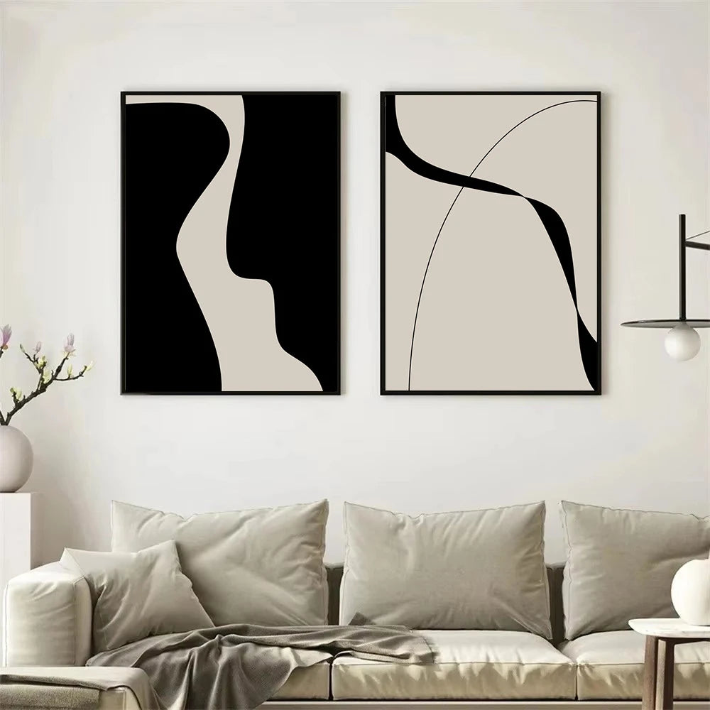 Minimalist Aesthetic Black And White Canvas Print Nordic Poster Abstract Paintings For Living Room Wall Art Pictures Room Decor