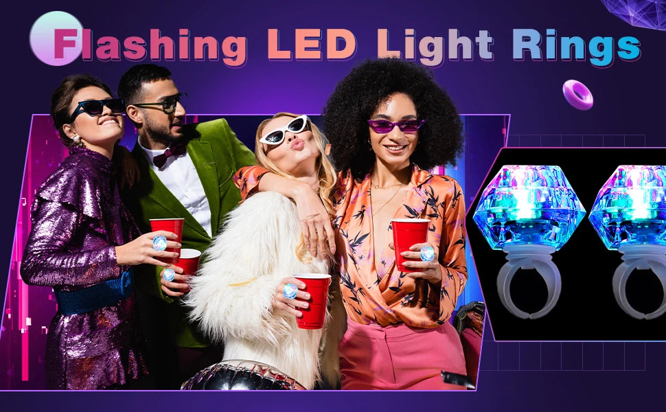 10-50 Pcs Flash Led Light up Rings Bachelorette Party Favors Gifts Diamond Rings Bridal Shower Birthday Weddings Party Favors