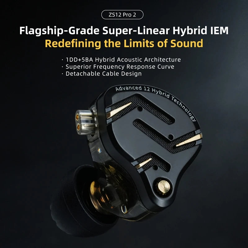 In Ear Monitor KZ ZS12 Pro 2 Hybrid 1DD+5BA