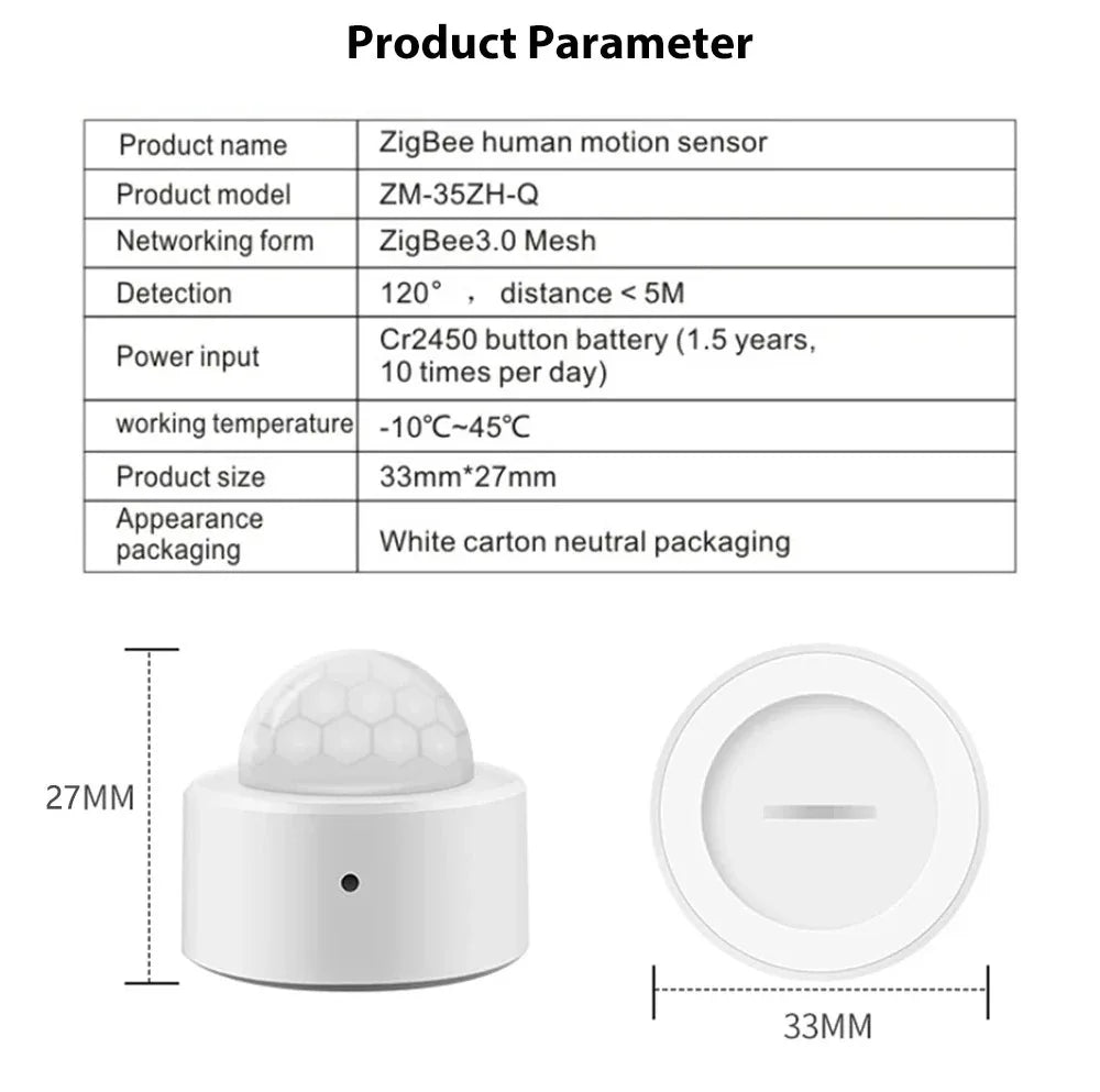 Tuya Zigbee Human Motion Sensor Smart Home PIR Motion