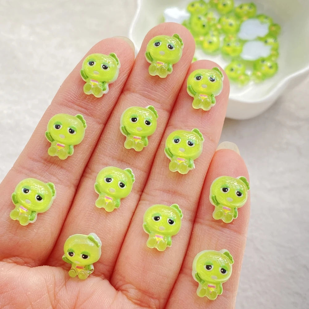 50Pcs Mixed Nail Art Resin mini Cartoon Green Frog Charms Rhinestones DIY Craft For Nail 3D Decorations Jewelry