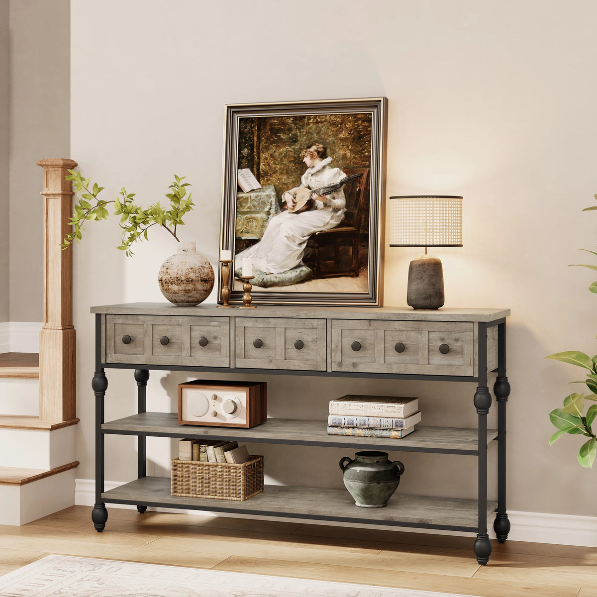 GarveeLife Farmhouse 52" Narrow Console Table