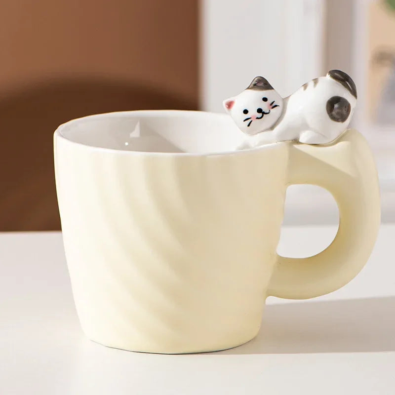 Creative Cartoon Cat Ceramic Mug Cute Cat Cup Children's Milk Breakfast Home Office Coffee Cups Tea Cup Gift Frends Drinkware