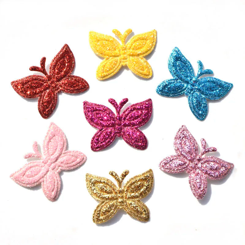 60Pcs Mixed Glitter Leather Padded Butterfly Felt Appliques for DIY Sewing Supplies Kids Craft Accessorie