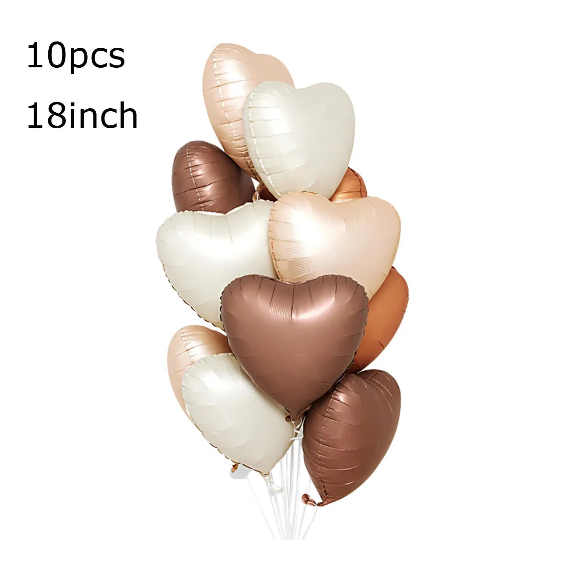 10/5/1Pc Brown Beige Cream 18inch Heart Balloons Cream Number Balloons 1 2 3 4 5 6 Birthday Number Foil Balloon Helium Air Globo