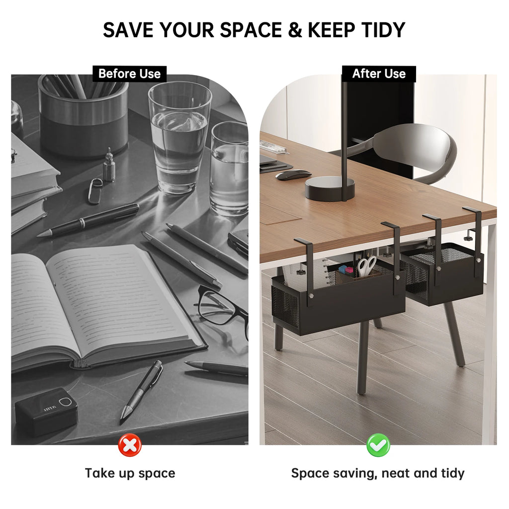 Under-Desk Storage Rack, Stationery Organizer, Gaming Desk, Desk Organizer, Under-Desk Hanging Basket, Box, Workstation Drawer