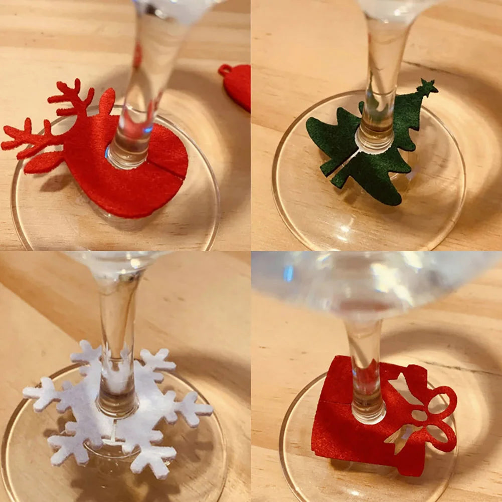 10pcs Christmas Cup Decoration Card Ring Home Decoration Felt Christmas Decoration New Year Party Supplies New Year Navidad