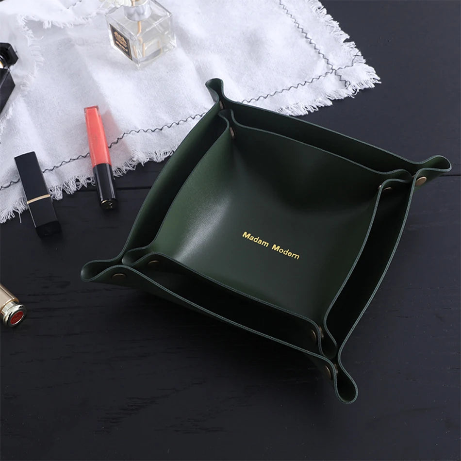 Trays Leather Personalized Desk Organizer Desktop Storage Box for Jewlery Key Cosmetics Glasses Headphone Wallet Office Home Use