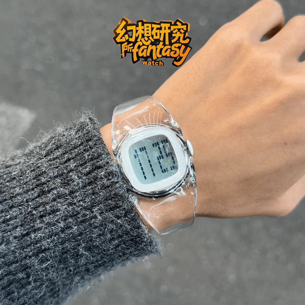 Y2K Fully Transparent Watch — Minimalist See-Through Design, Paired with an Acrylic Strap (Fits Wrist Circumference ≤ 18 cm)