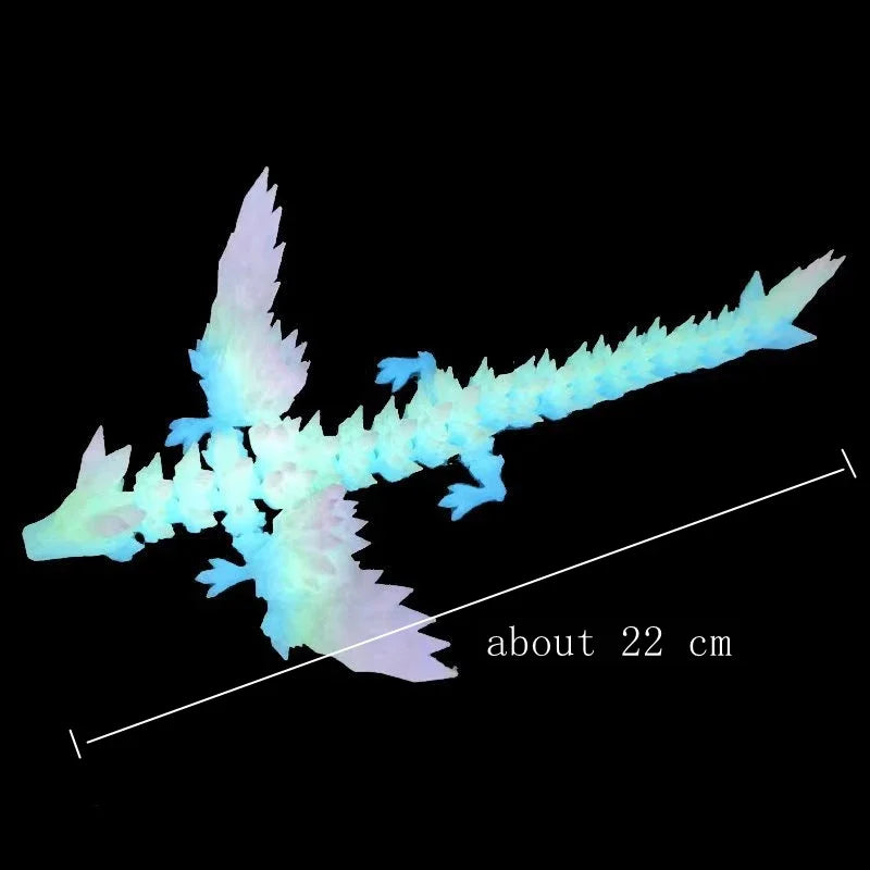 3D Printed Dragon Colorful Gem Dragon Figurines Movable Joint Rotatable Articulated Dragon Crafts Desktop Western Action Figure