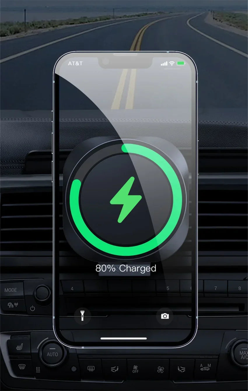 VIKEFON Magnetic Car Wireless Charger Stand Magnet Car Phone Chargers Holder Mount For iPhone 15-12 ProMAX Fast Charging Station