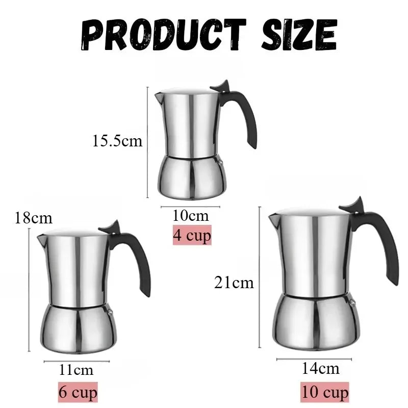 Stainless Steel Moka Pot Stovetop Espresso Maker Espresso Italian Coffee Percolator Make for Home Office Coffee Shop Camping Use