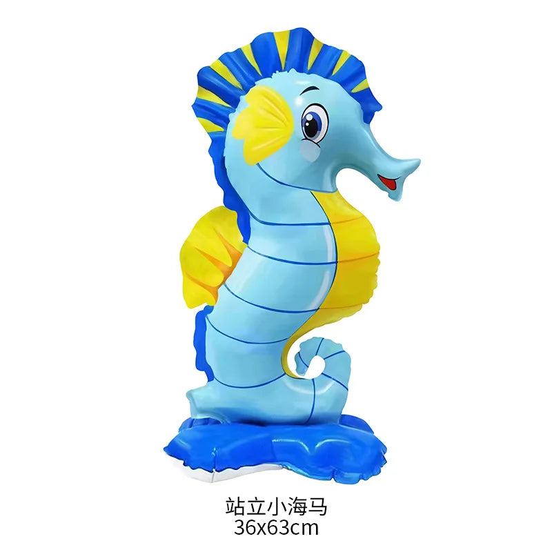 Standing Cute Animal Giraffes Seals Turtles Sharks Dolphin Bunny Foil Balloons Animal Sea Zoo Themed Birthday Party Decorations