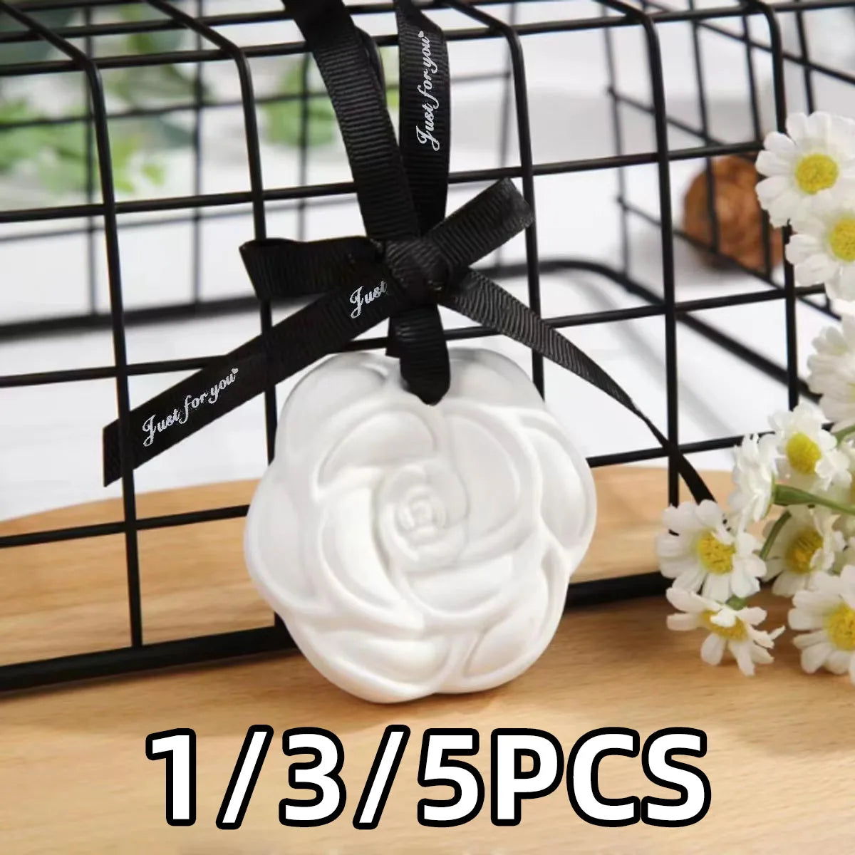 1/10PCS Camellia Gypsum Aromatherapy Pendant For Car Home Decor Suitable For Home Cabinets Drawers And Car Hanging Ornaments