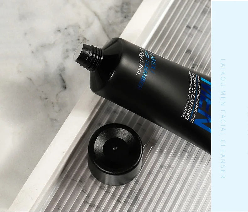 LAIKOU Men Facial Cleanser Face Wash Moisturizing Man Skin Care Oil Control Blackhead Remove Scrub Cosmetics Deep Norishing 50g