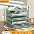 4-Tier Green Stackable Letter Tray Office Desk Organizer File Trays, Desktop Holder for Paper Letter Accessories with Pen Holder