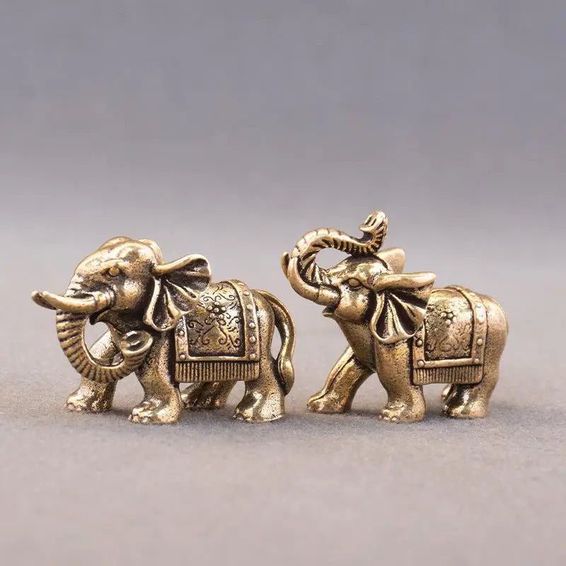 Solid Copper Animal Crafts Antique Bronze Minature Elephant Figurines Tea Pet Table Ornament Decorations Home Decor Living Room