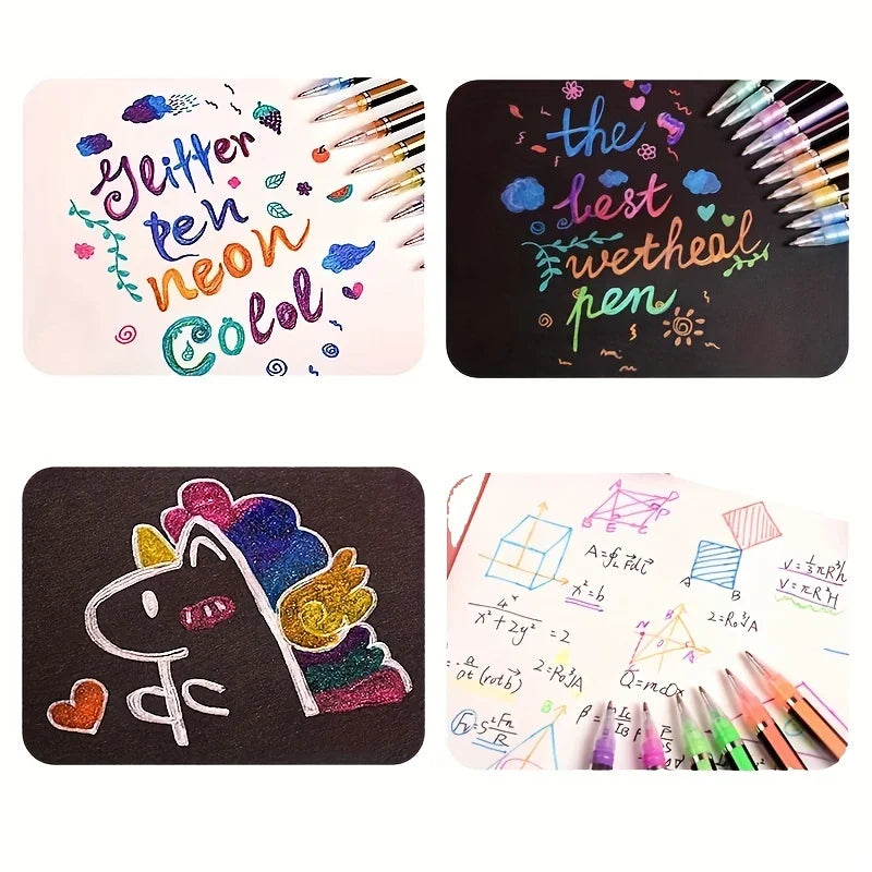 100pcs 1.0mm Glitter Pen Refills Set Flash Multicolor Gel Pen