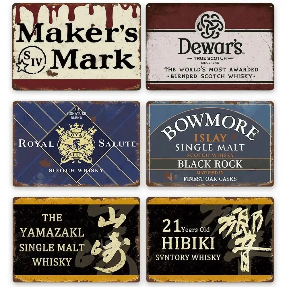 Retro Whiskey Plaque Metal - Enhance your decor with this lovely vintage metal sign. Ideal for pub,bar,club,living room,man cave