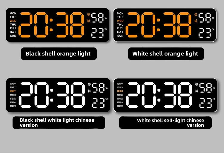 Hot 9 Inch Large Digital Wall Clock USB Powered TEMP Humidity Week Auto Dimmer DST Table Clock 12/24H Electronic LED Alarm Clock