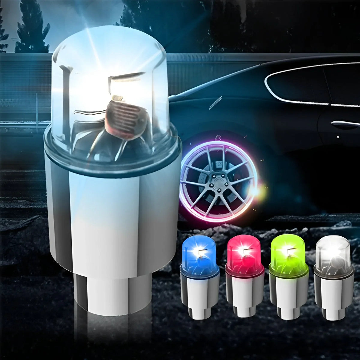 LED Tire Valve Cap Lights for Cars and Bikes
