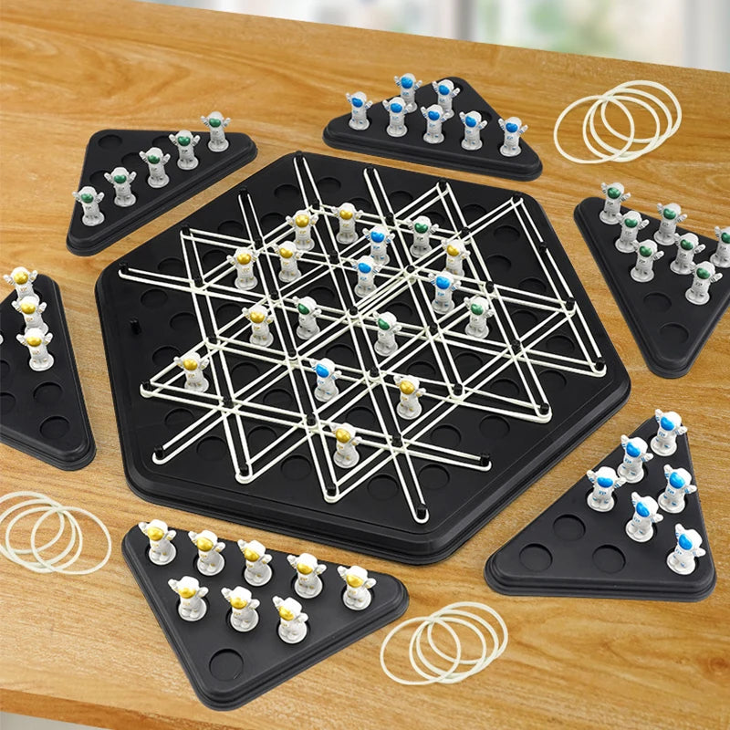 Chain Triangle Chess Triggle Elastic Band Game Educational Desktop Chain Chess Logic Geometry Puzzle Interactive Toy for Kid