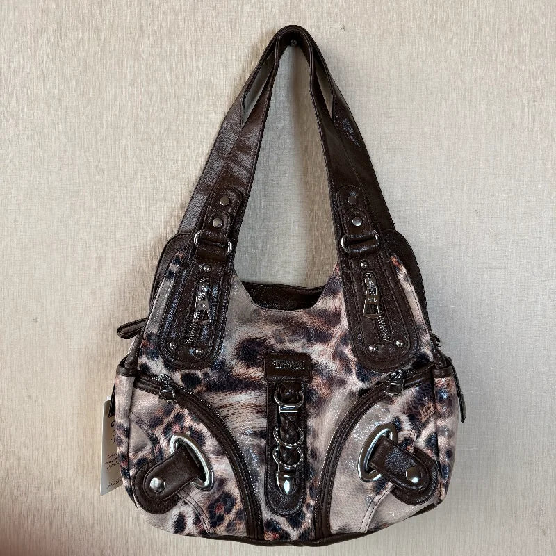 Vintage Red Leopard Print Hobo Bag Leather