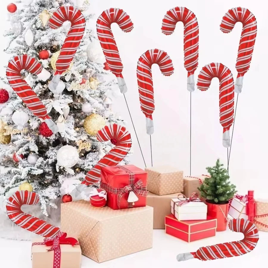 10-30pcs mini Christmas Candy Cane Foil Balloons Santa Claus Crutch Balloon Christmas New Year Party Decoration Xmas Home Decor