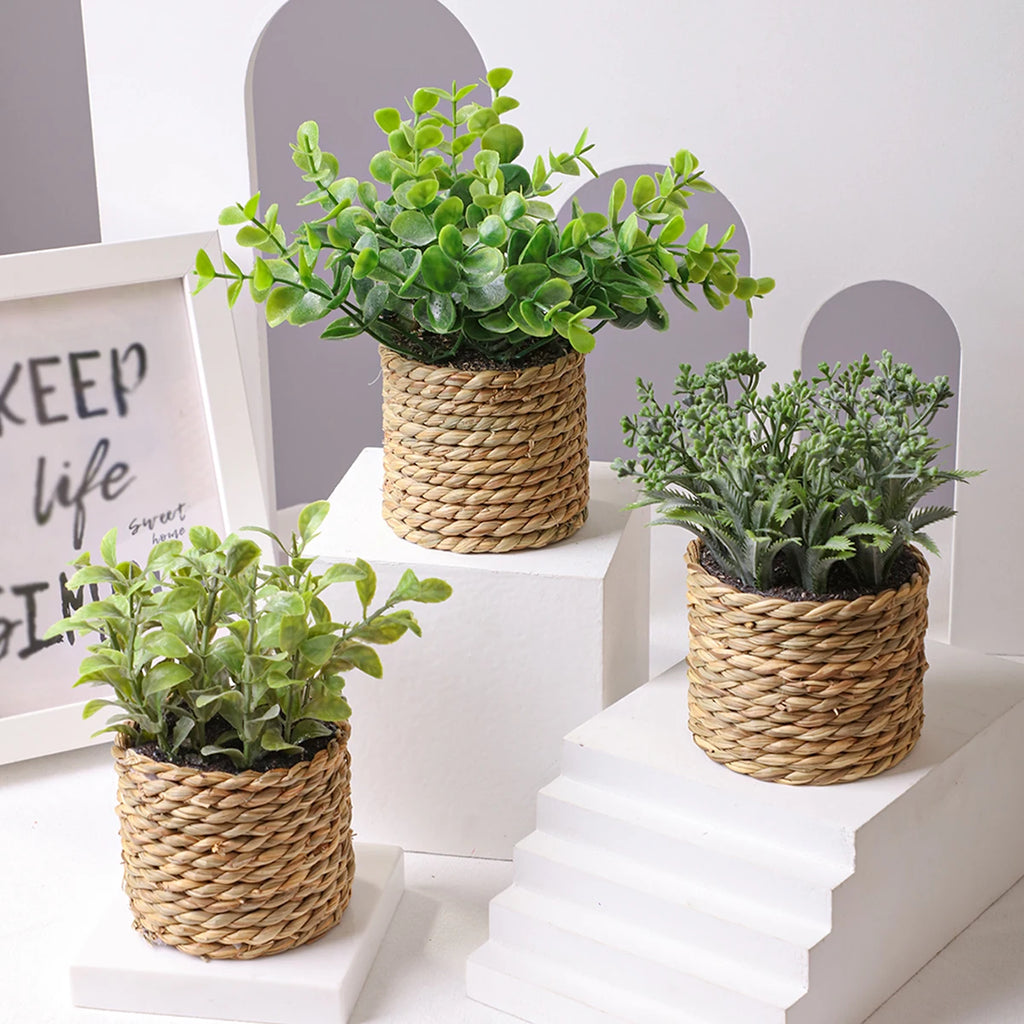 XIYA Flower Green Artificial Plants Eucalyptus Flowers Woven Small