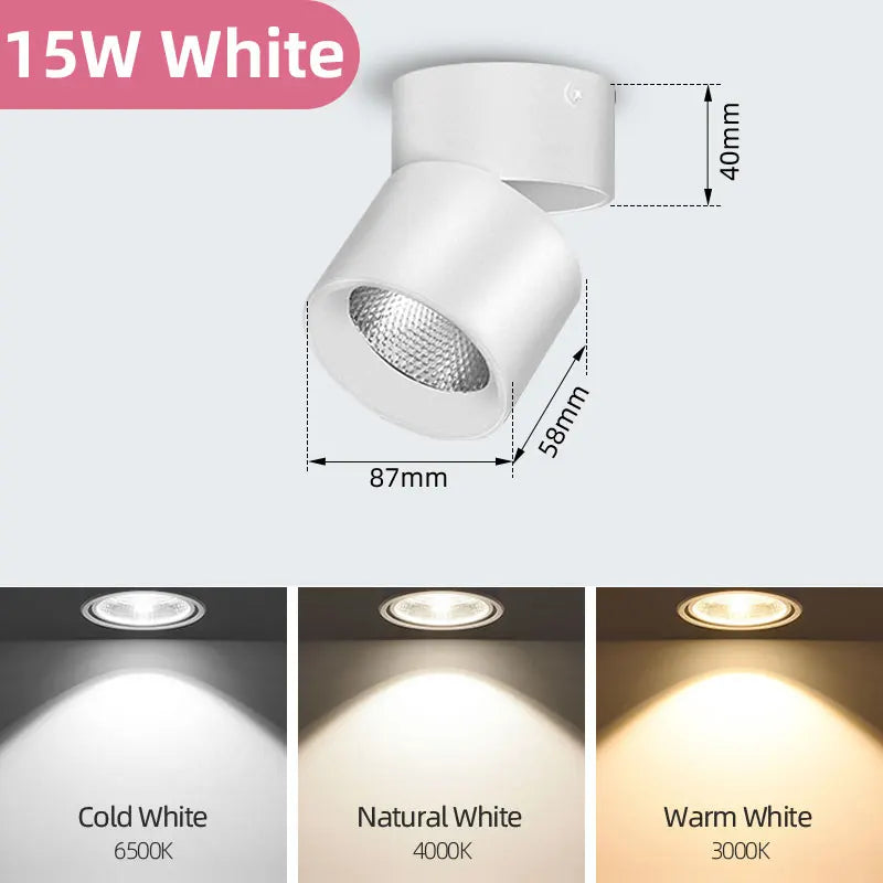 Led Down light 3 Color Ceiling Foldable  DownLight 20W 12W 7W 10W 15W Spotlight Light  for Kitchen Home Decor Surface Mounted