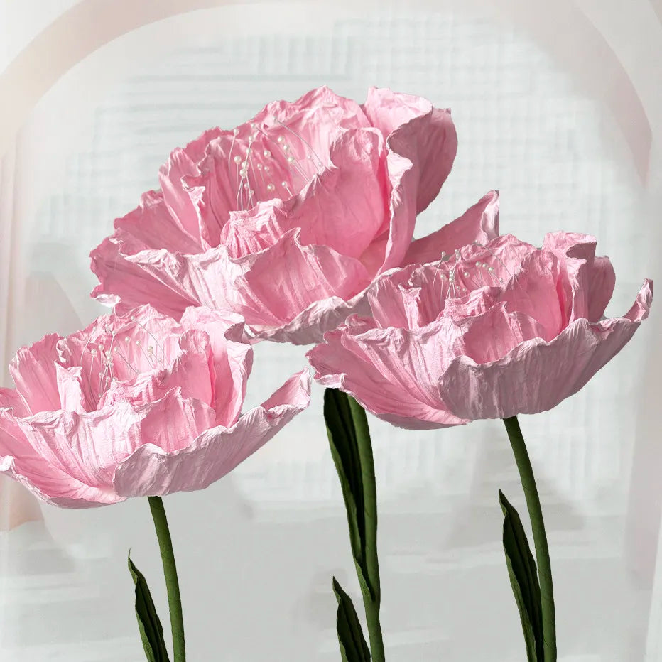 Wedding Props Artificial Giant Poppy Paper Flower Wedding Road Guide Floral Birthday Party Backdrop Decor Stage Window Display