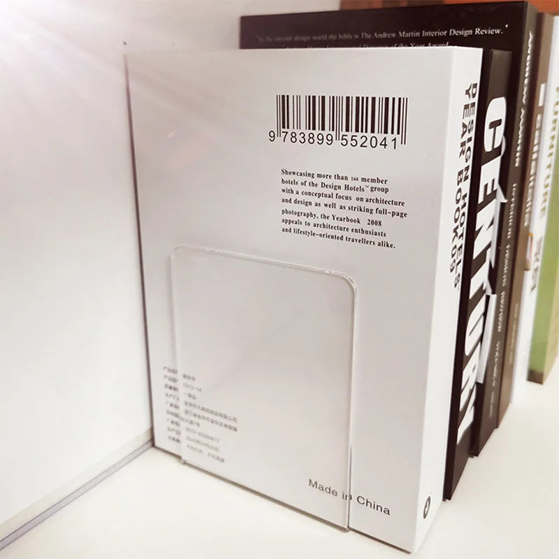 1pc  L-shaped Book Stand Simple Transparent Book Bezel Student Acrylic Desktop Fixed Book Stand Desk Organizer Bookends