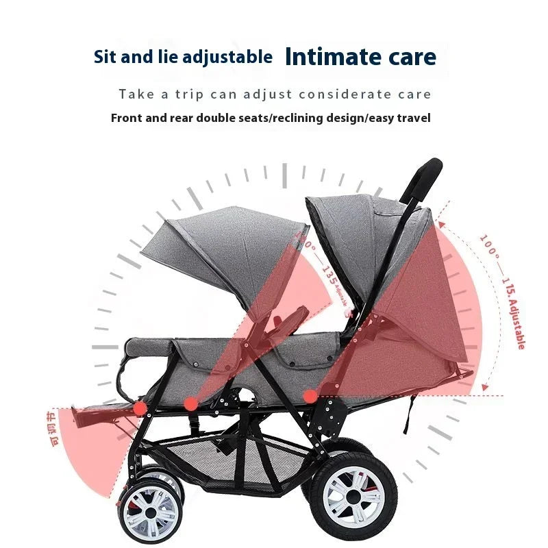 Twin Strollers Kids Two Seats Strollers Foldable Carriage Double