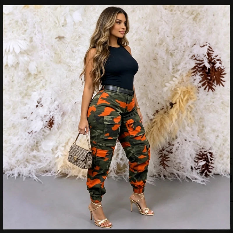 Cargo Pencil Pants Women Camouflage Pant Pockets Trousers Print