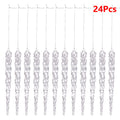 12/48pc 13cm Christmas Icicle Ornaments for Christmas Tree Hanging Crystal Christmas Pendants 5.1" Clear Icicles Xmas Home Decor