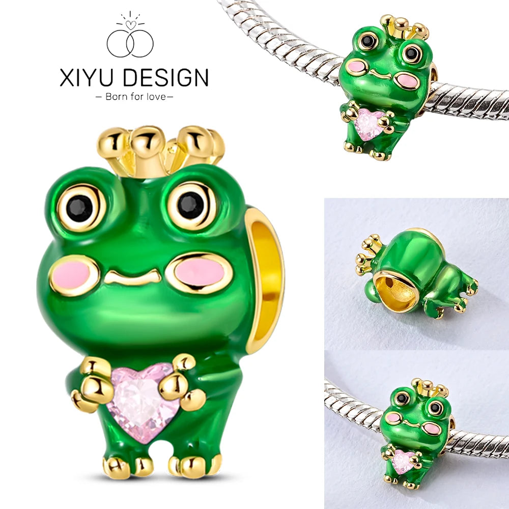 Cute Pet Series Capybara Couples Charms Eat Fruit Beads Fit DIY 925 Silver Bracelet Necklace Women Anniversary Jewelry Gift
