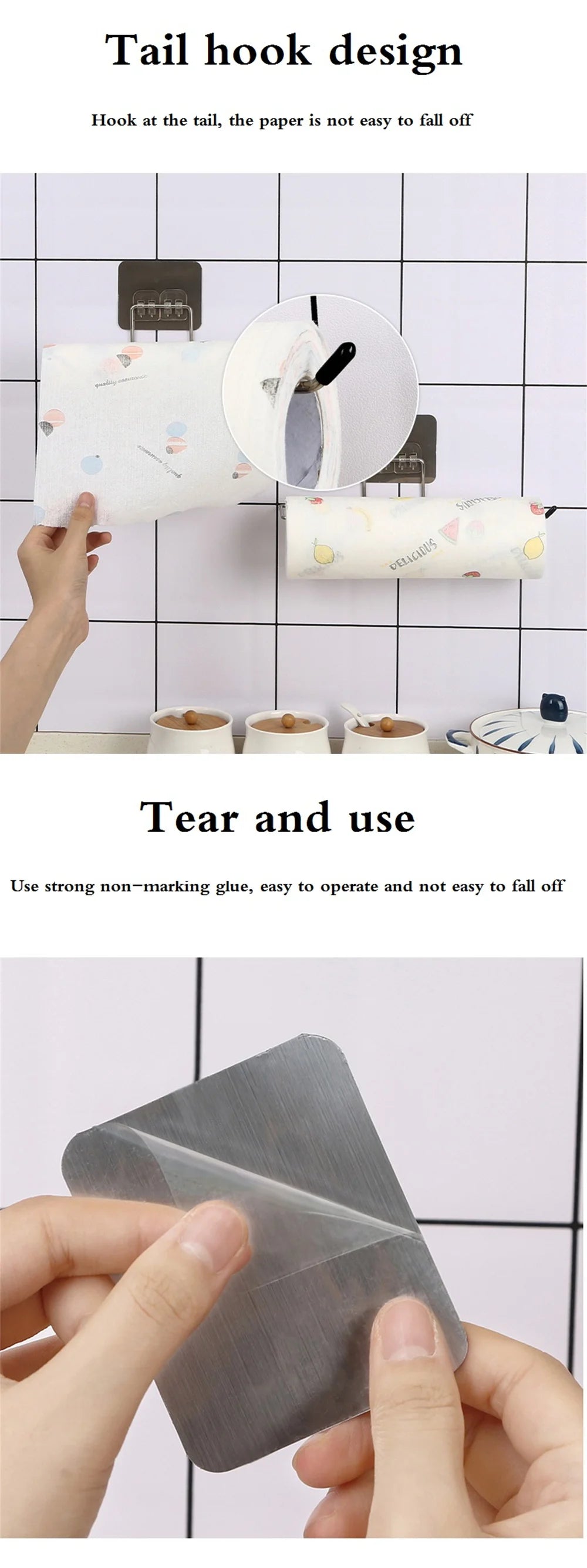 Hanging Paper Roll Towel Holder Bathroom Toilet Storage Stand Kitchen Organizer Napkin Rack Stainless Steel Adhesive Wall Mount