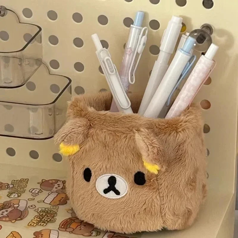 New Cute Rilakkuma Pen Holder Cartoon Anime Pen Container Desk Organizer Decorations School Students Gifts Stationery Supplies