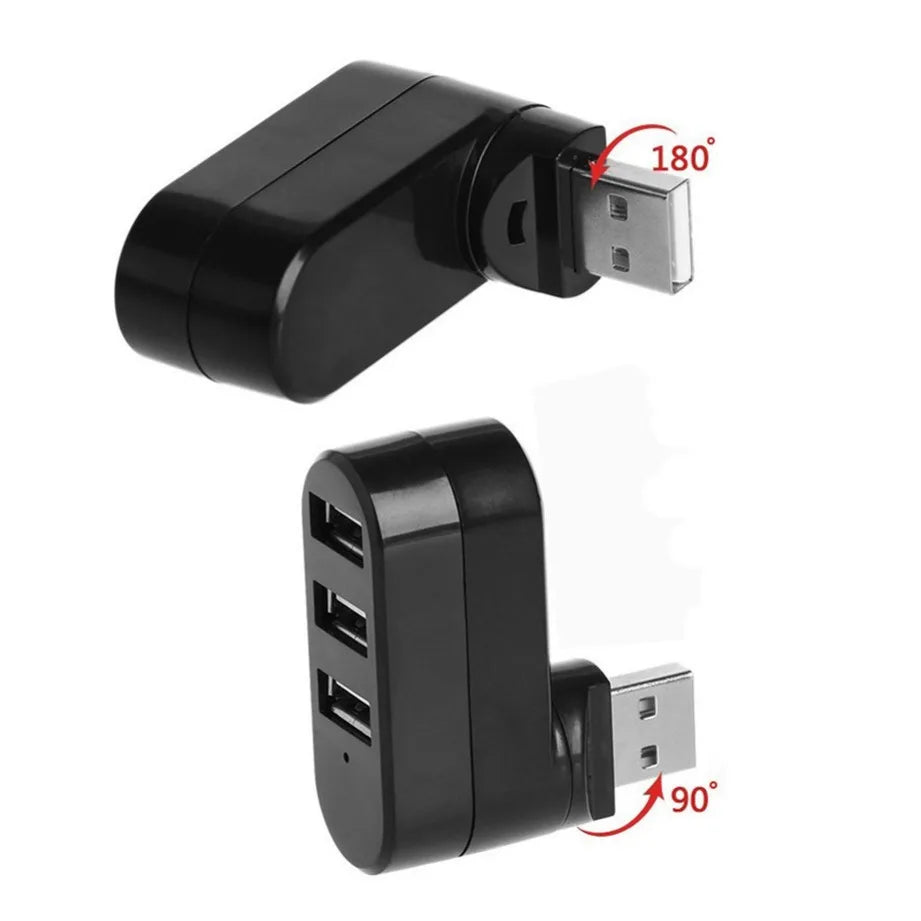 USB Hub 2.0 Adapter Rotate High Speed U Disk Reader Splitter 3
