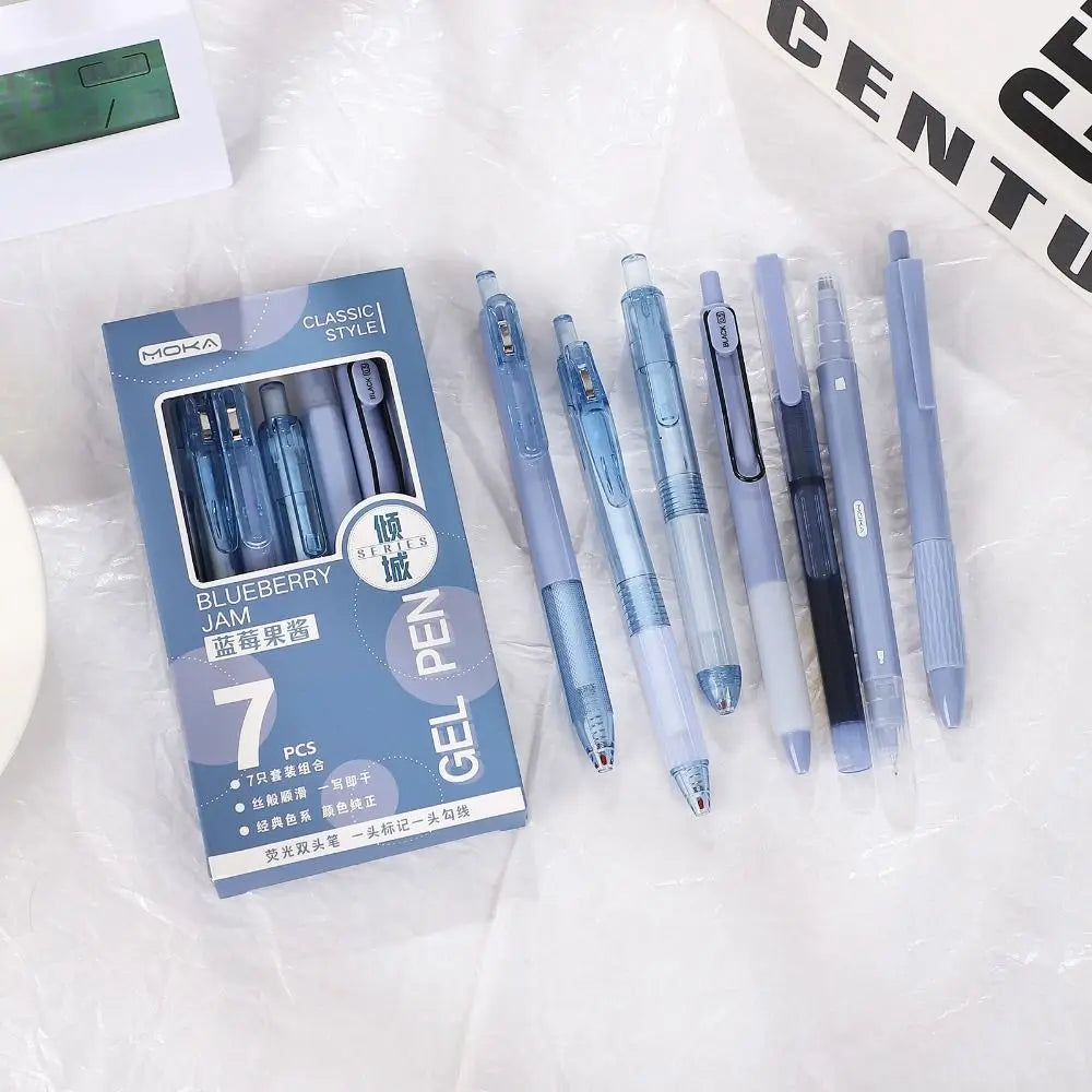 7-Pc Retractable Gel Pen Set 0.5mm Quick Dry