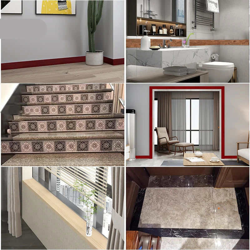 10M Realistic Wood Grain Repair Duct Tape Furniture Renovation Adhensive Skirting Waist Line Floor Stickers Home Decor
